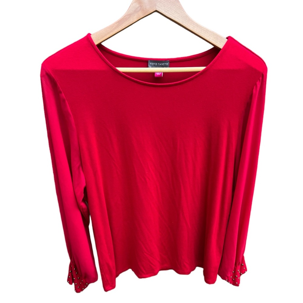 Vince Camuto Long sleeve Studded Blouse Red Size X-large